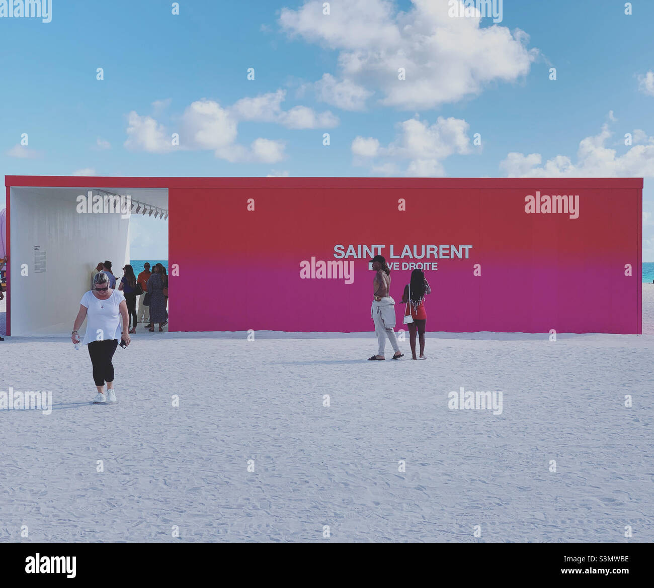 December 4, 2021, 55 Sunrises by Sho Shibuya presented by Saint Laurent for Miami Art Basel, on the beach at 17th Street, South Beach, Miami Beach, Florida, United States, North America - Smartphone Captured Stock Image