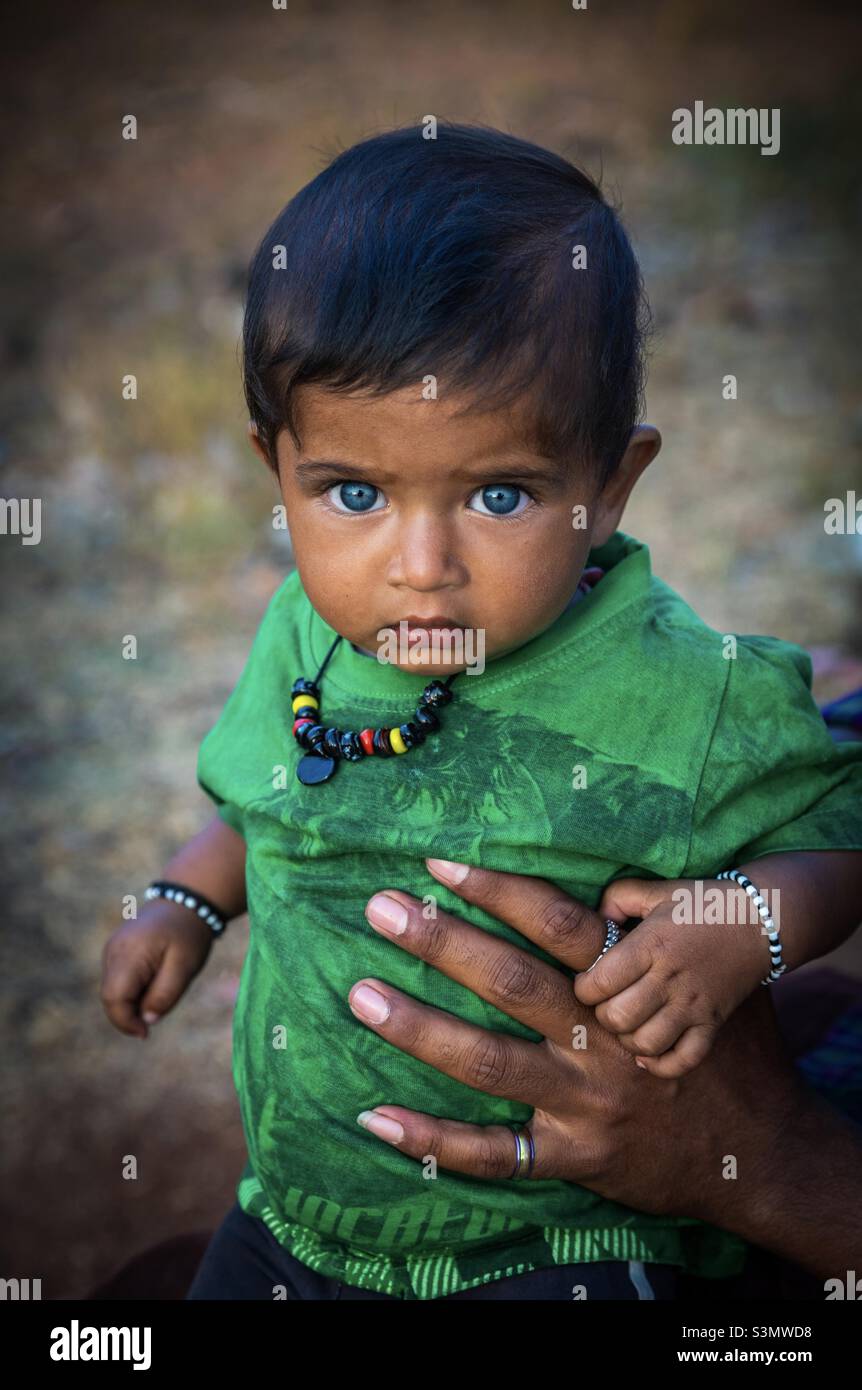 A portrait of a child from India, Hampi - Smartphone Captured Stock Image