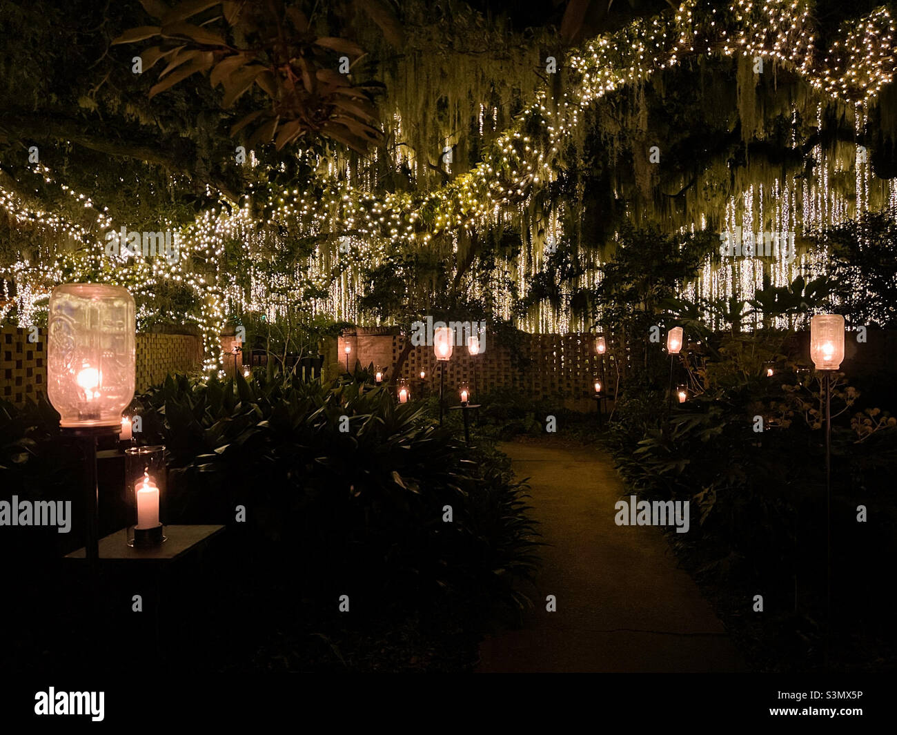 Brookgreen Gardens Nights of a Thousand Candles Oak trees and lighted