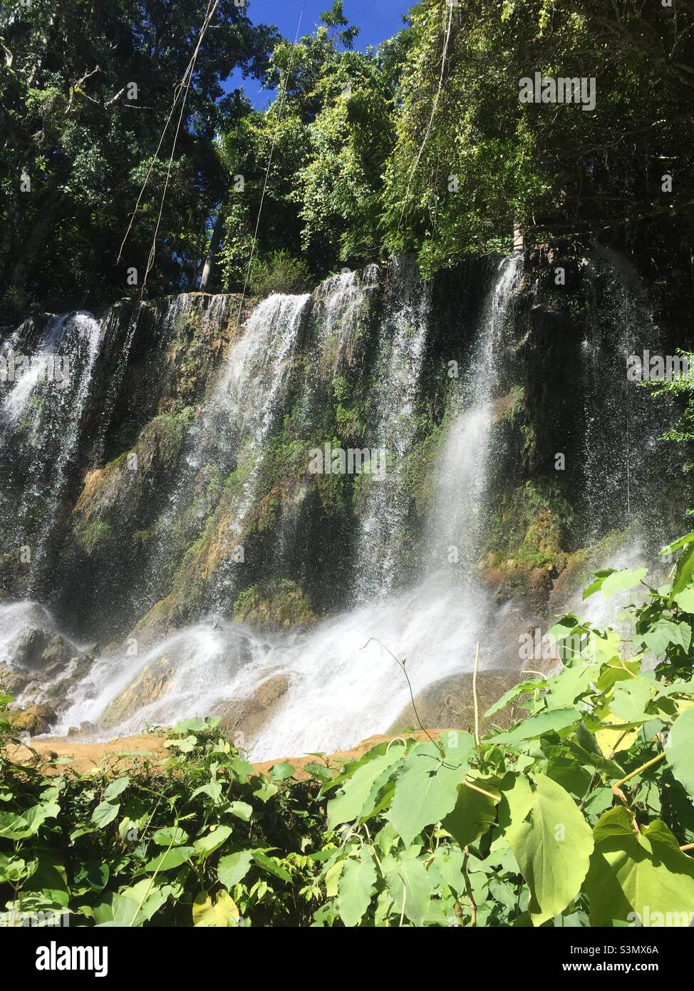 El Nicho waterfall in Central Cuba part of the Escambray mountain range. - Smartphone Captured Stock Image