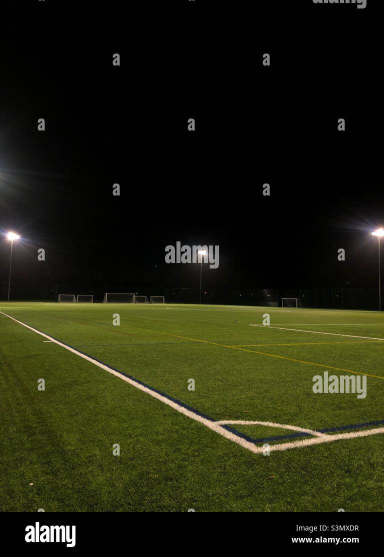 Floodlit Astro football pitch Stock Photo Alamy
