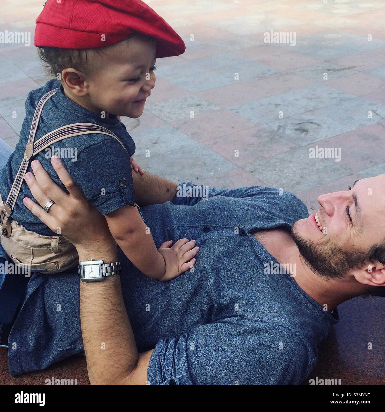Together forever, father and son lookalike Stock Photo Alamy