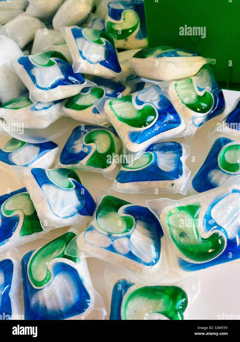 Still life of dishwasher detergent pods, 2022, United States Stock