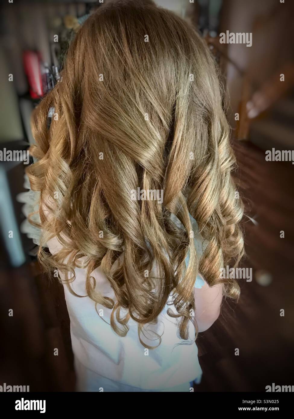 Little Blonde Girl With Curls Stock Photo Alamy