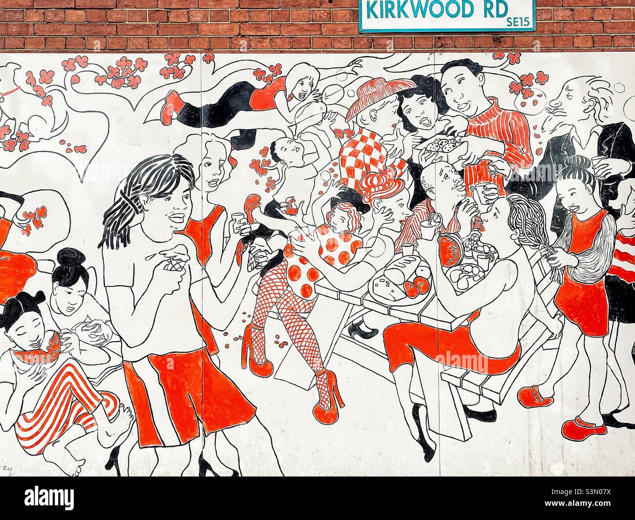 Street art in Nunhead, Peckham by artist Gill Day. - Smartphone Captured Stock Image