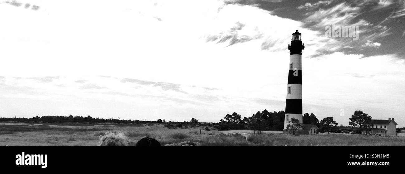 It was an overcast day when we visited the Bodie Lighthouse in the Outer Banks. This panorama gives you an idea of the landscape near the lighthouse. - Smartphone Captured Stock Image