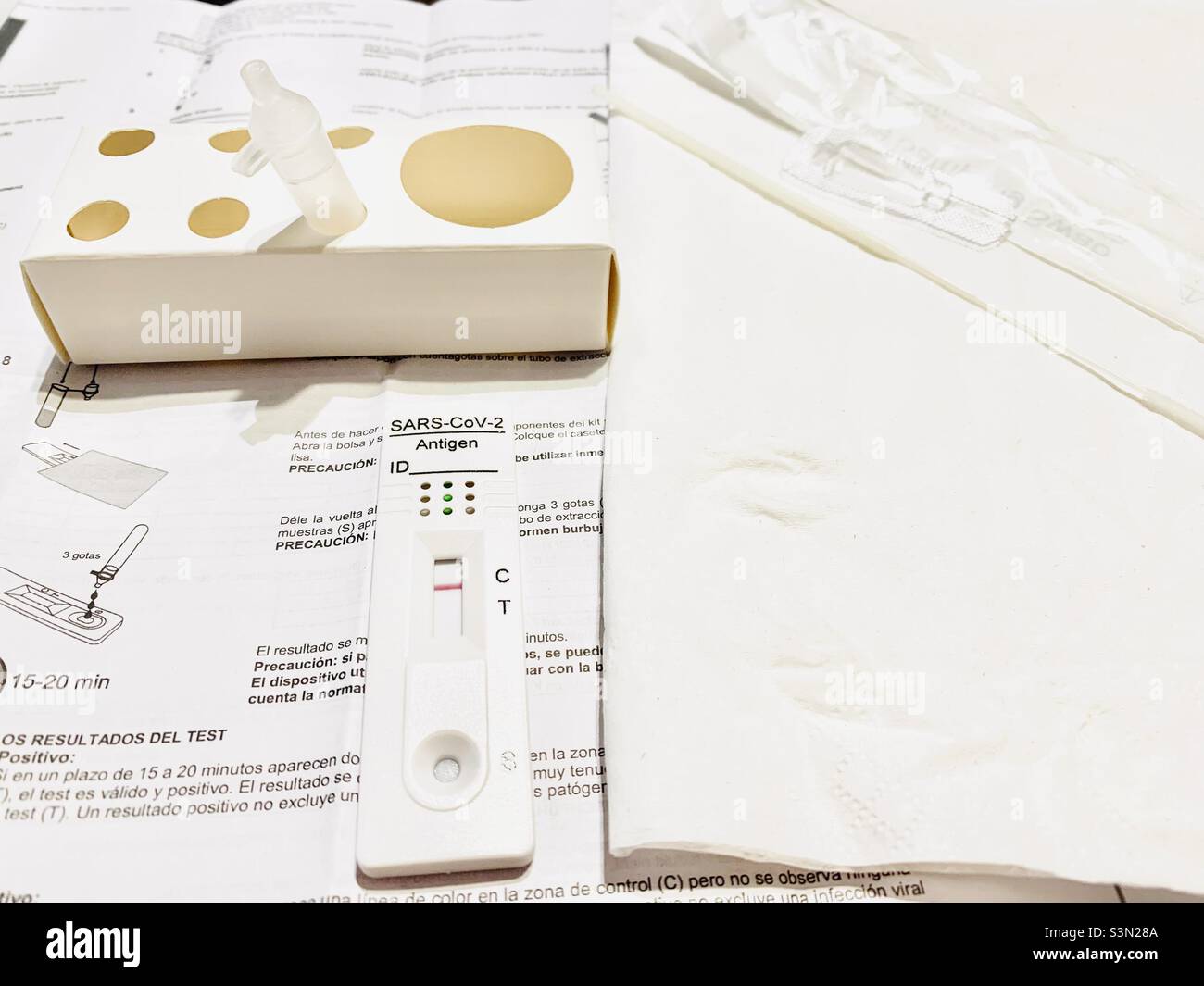 Negative Covid-19 antigen test result. Perform rapid Covid antigen test at home. Sars-Cov-2 pandemic concept. - Smartphone Captured Stock Image