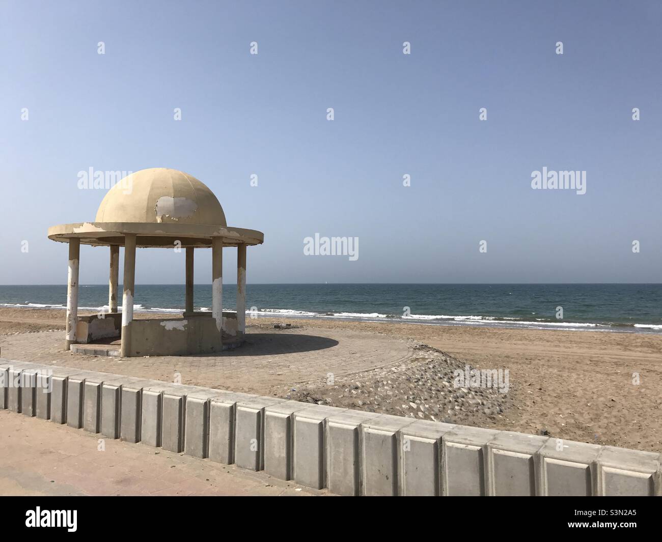 Deserted Beach: An empty beach, al Heil, Seeb, Oman - Smartphone Captured Stock Image