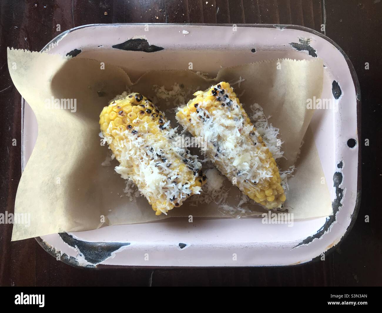 Mexican corn on the cob served at restaurant in Mexico Stock Photo Alamy