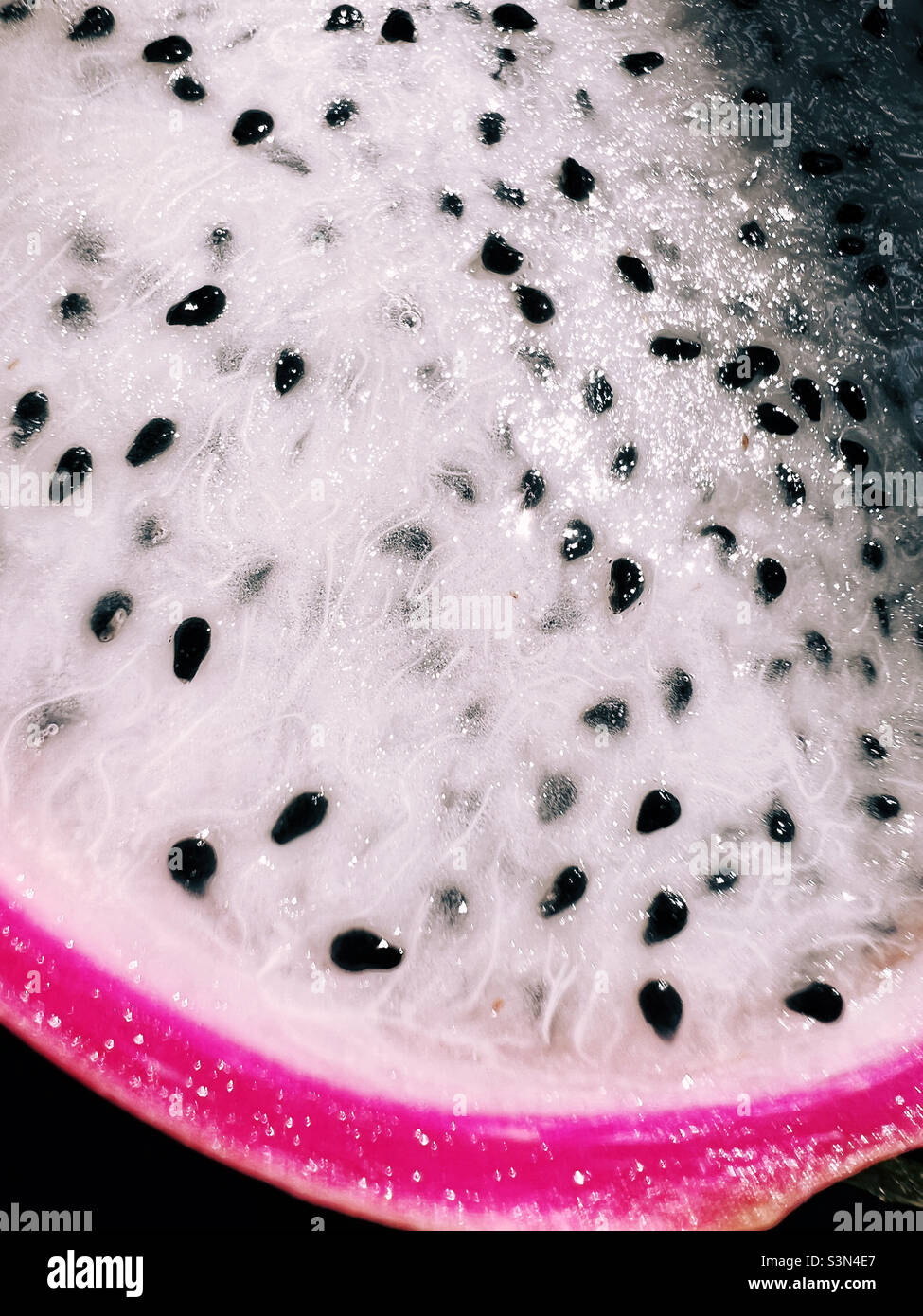 Close up of the inside of a dragon fruit. Stock Photo