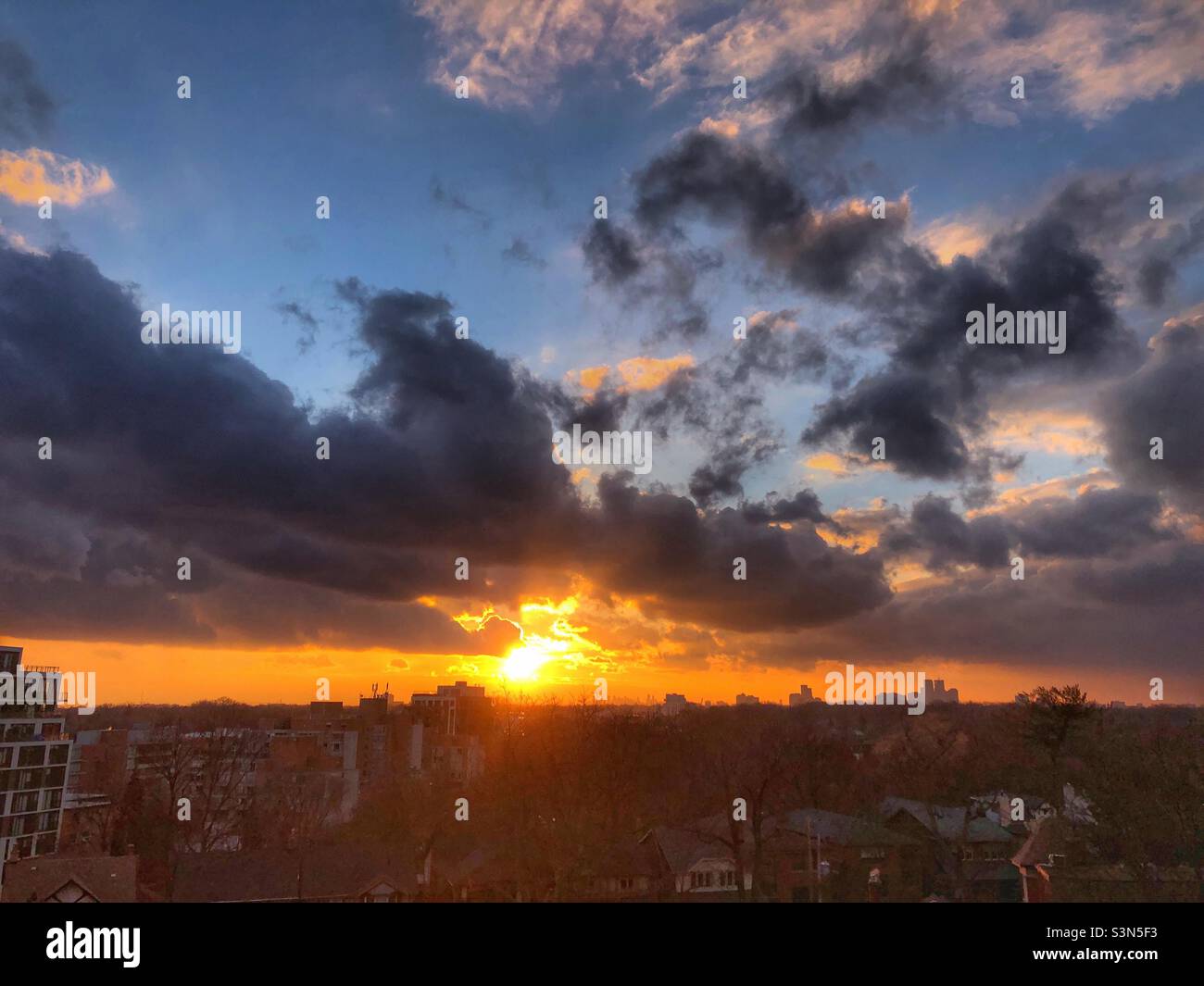 A dramatic winter sunset. Stock Photo