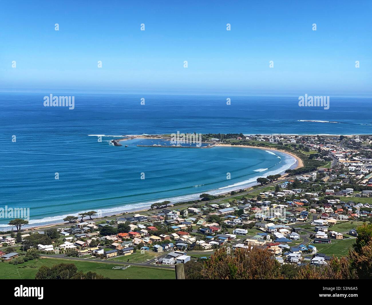 Apollo Bay is a seaside town along the famous Great Ocean Road in Victoria, Australia Stock Photo