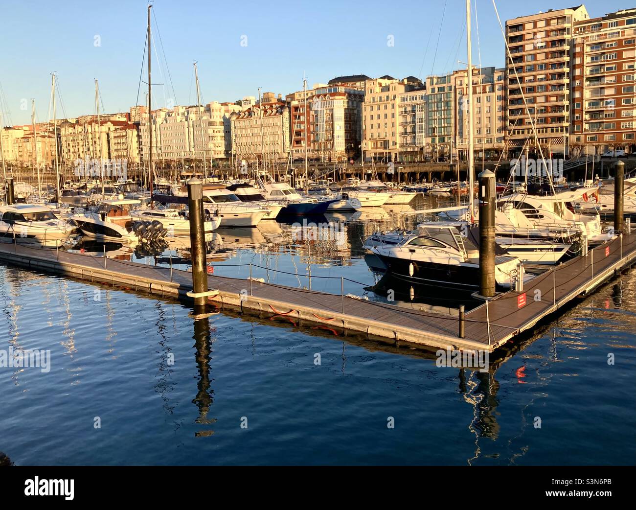 Santander Marina Cantabria Spain in early morning winter sun - Smartphone Captured Stock Image