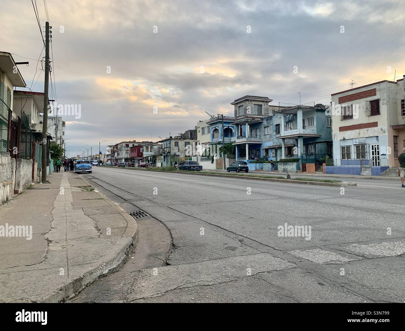 Avenue 19th at sunset, Buena Vista Havana, Cuba. - Smartphone Captured Stock Image