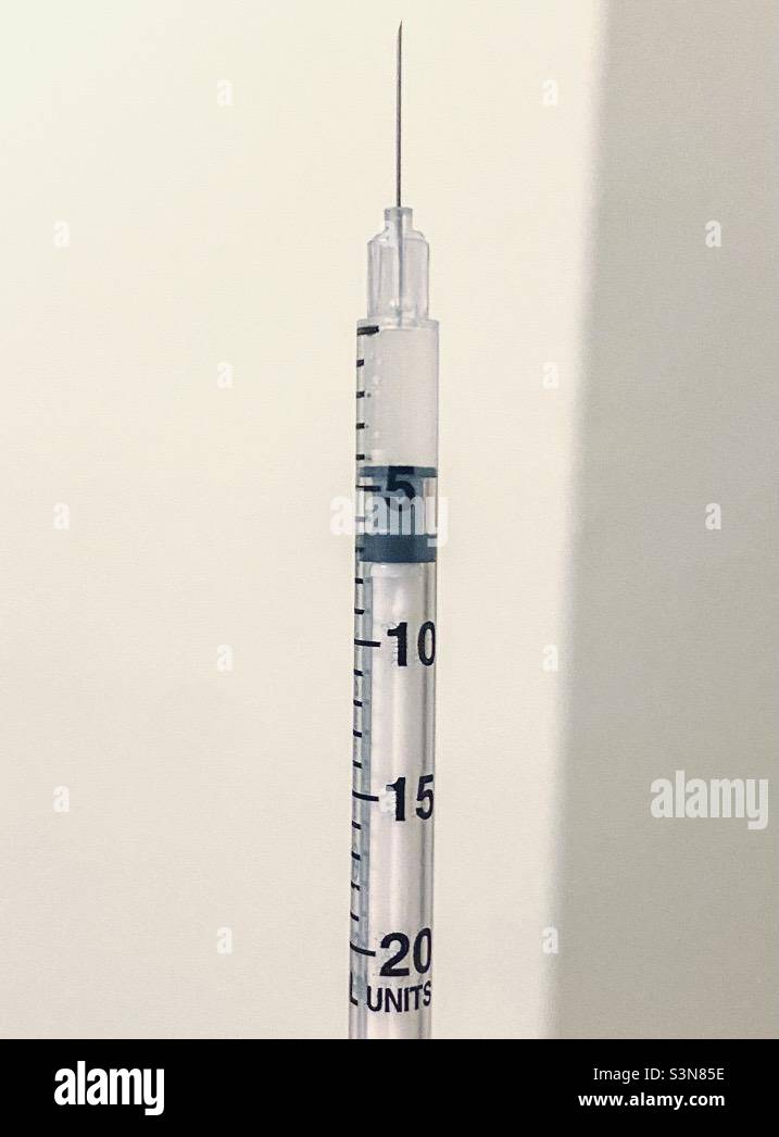 Syringe close up Insulin syringe for veterinary use in diabetic cats