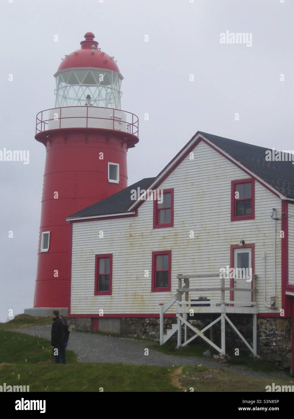 Ferryland Lighthouse on an overcast day. - Smartphone Captured Stock Image
