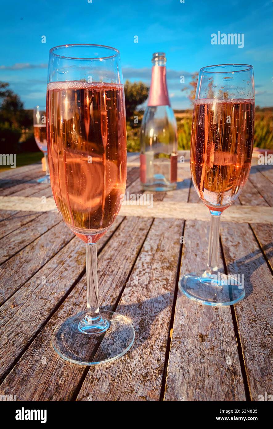 ‘Summer Bubbles’ Pink Prosecco being enjoyed on a hot summers day in