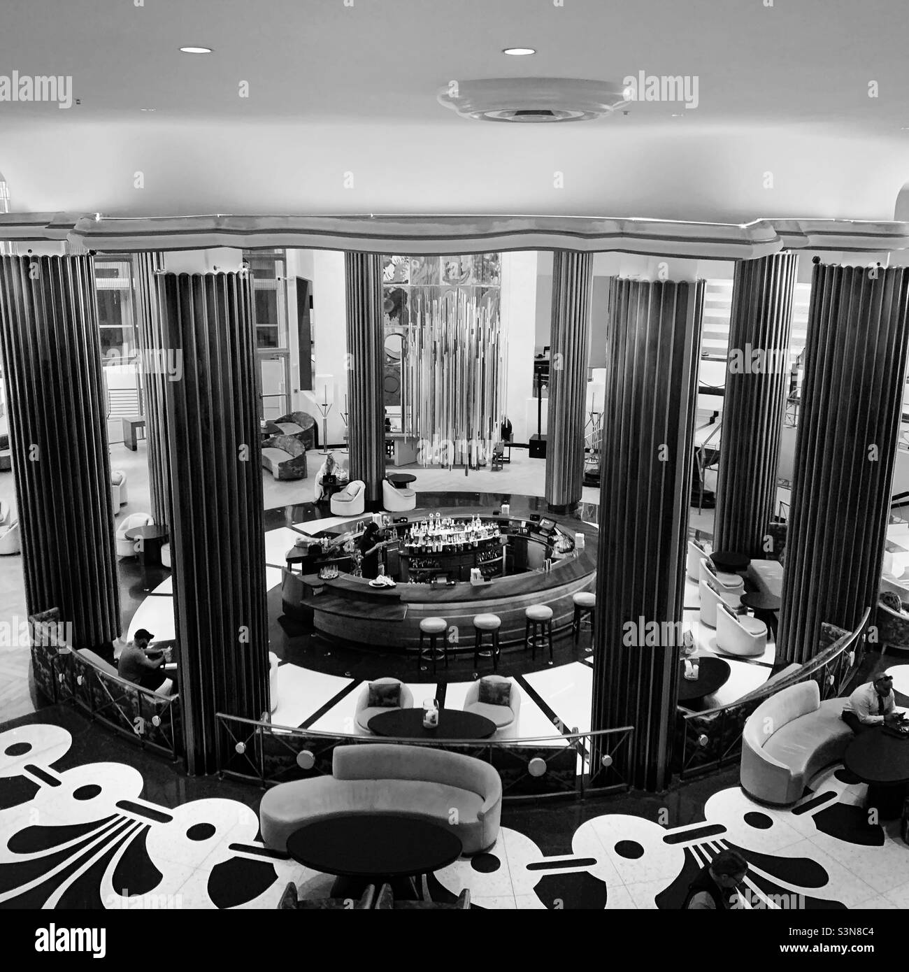 December, 2021, Lobby, Eden Rock and Nobu Hotel, Mid-Beach, Miami Beach, Florida, United States, North America - Smartphone Captured Stock Image