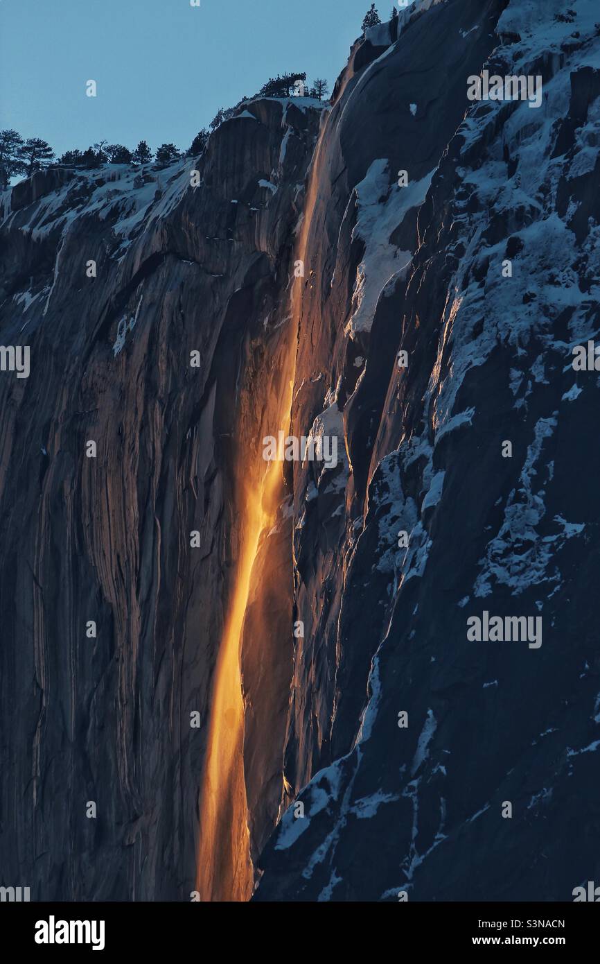 Close up of Yosemite firefall Stock Photo