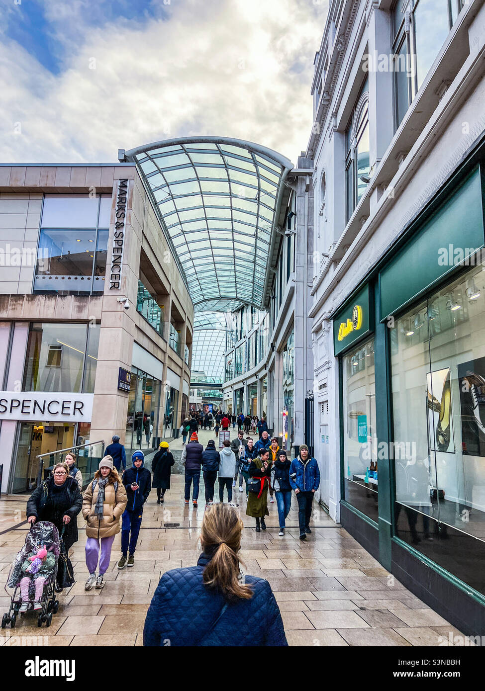 Trinity street aka Marcelo Bielsa Way in Leeds city centre - Smartphone Captured Stock Image