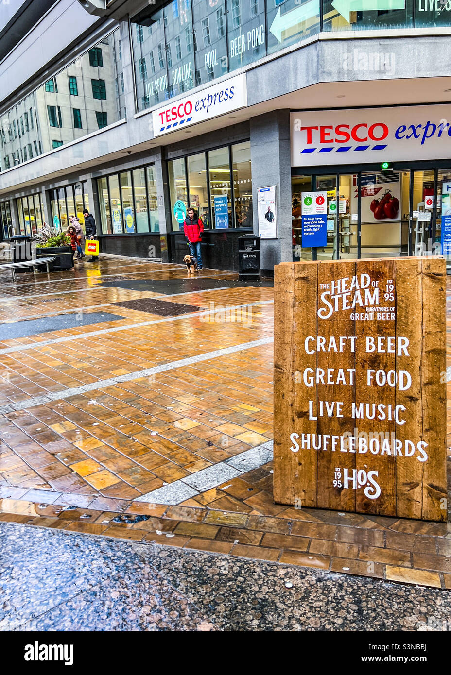 Tesco express off park row in Leeds city centre - Smartphone Captured Stock Image