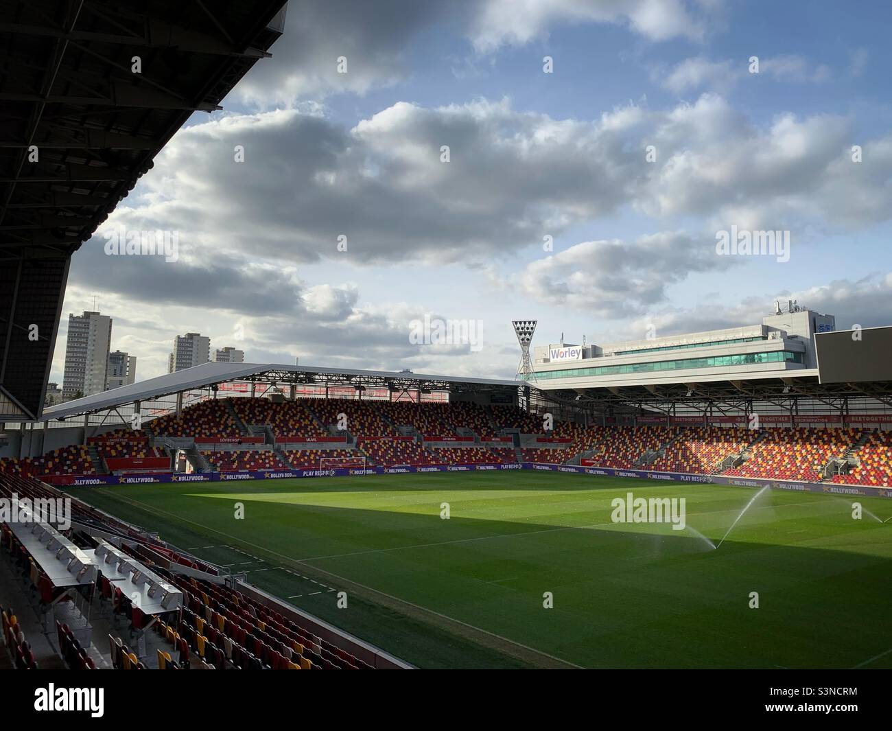 A general view of the Community stadium home to Brentford football club in west London February 2022. Stock Photo