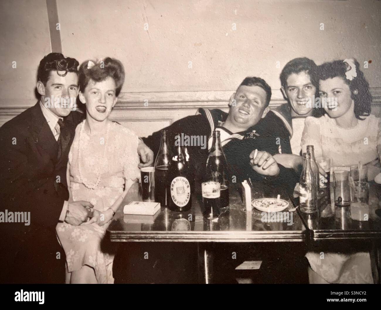 An old photo of my in-laws out with some friends from the 1950’s - Smartphone Captured Stock Image
