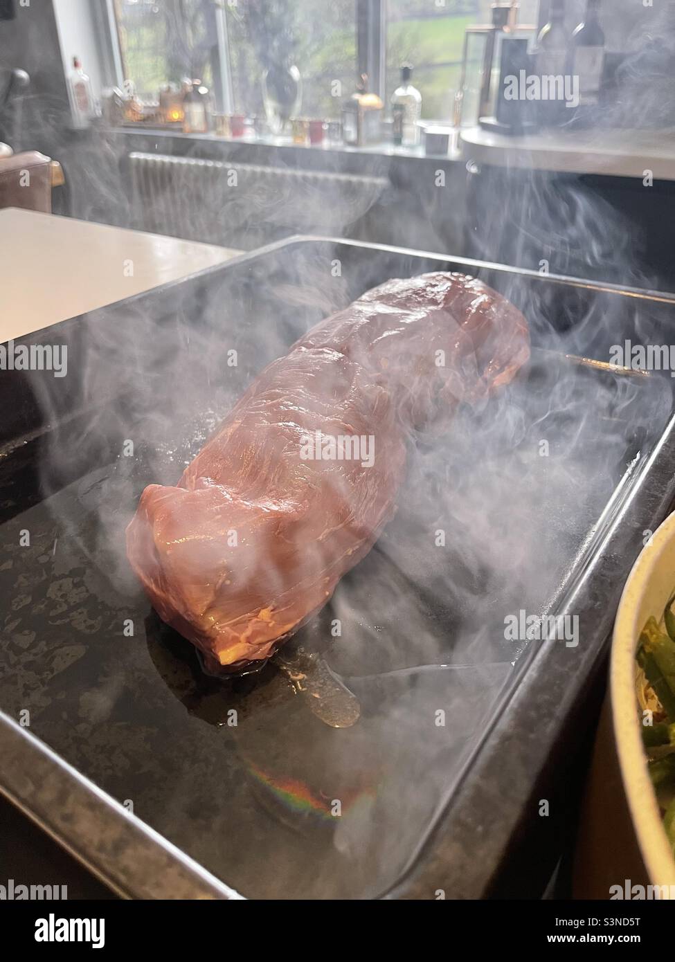 Filet of beef seared before cooking Stock Photo Alamy