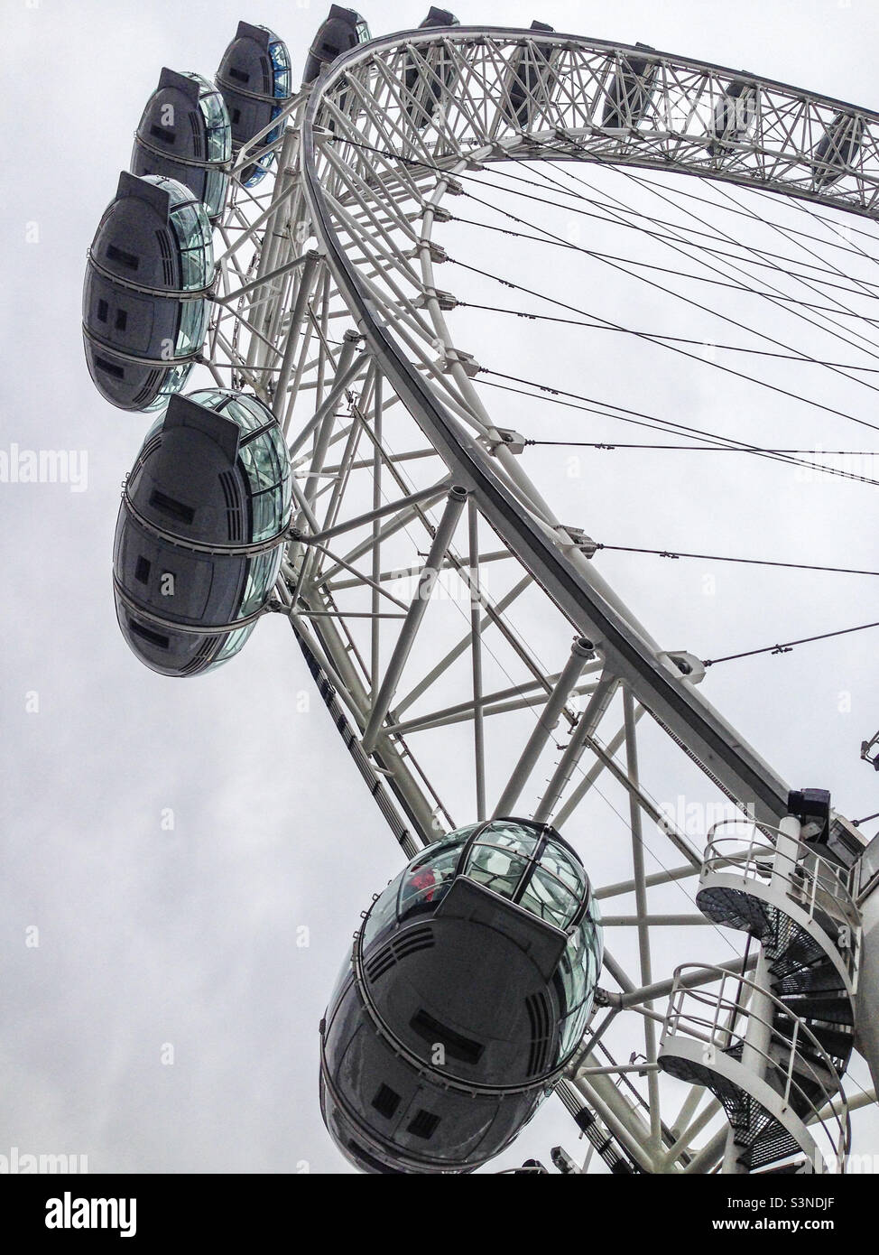 London Eye Ferris wheel on the south bank of the river Thames in central London - Smartphone Captured Stock Image