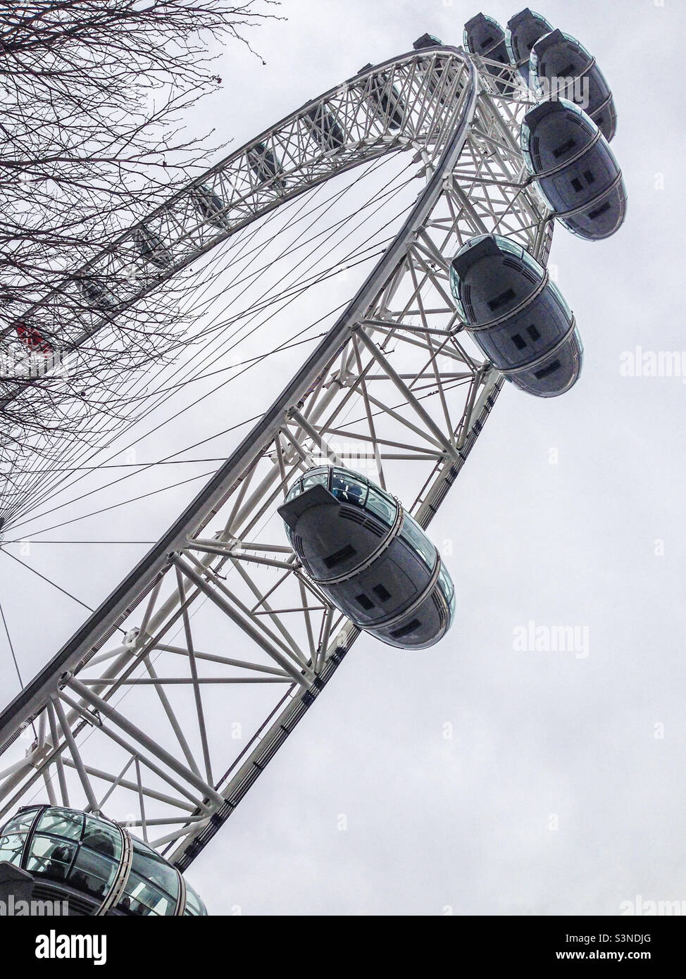 London Eye Ferris wheel on the south bank of the river Thames in central London - Smartphone Captured Stock Image