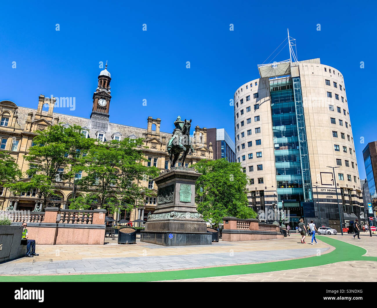 City square in Leeds city centre - Smartphone Captured Stock Image