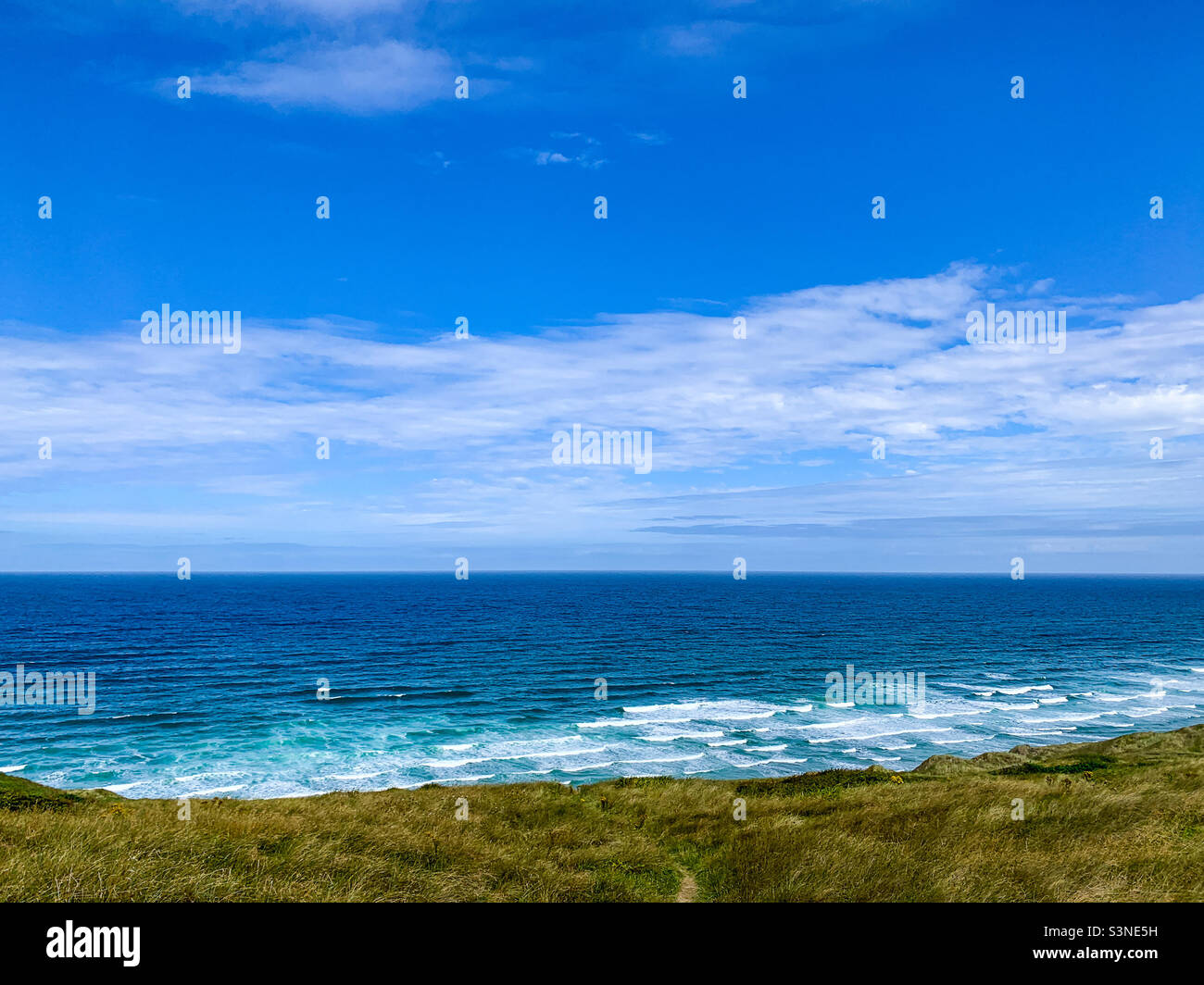 Coastline at Perranporth beach in Cornwall - Smartphone Captured Stock Image