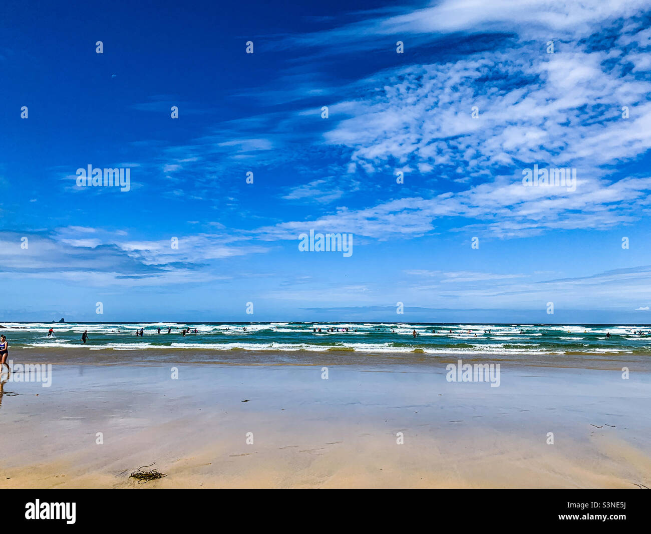 Coastline at Perranporth beach in Cornwall - Smartphone Captured Stock Image