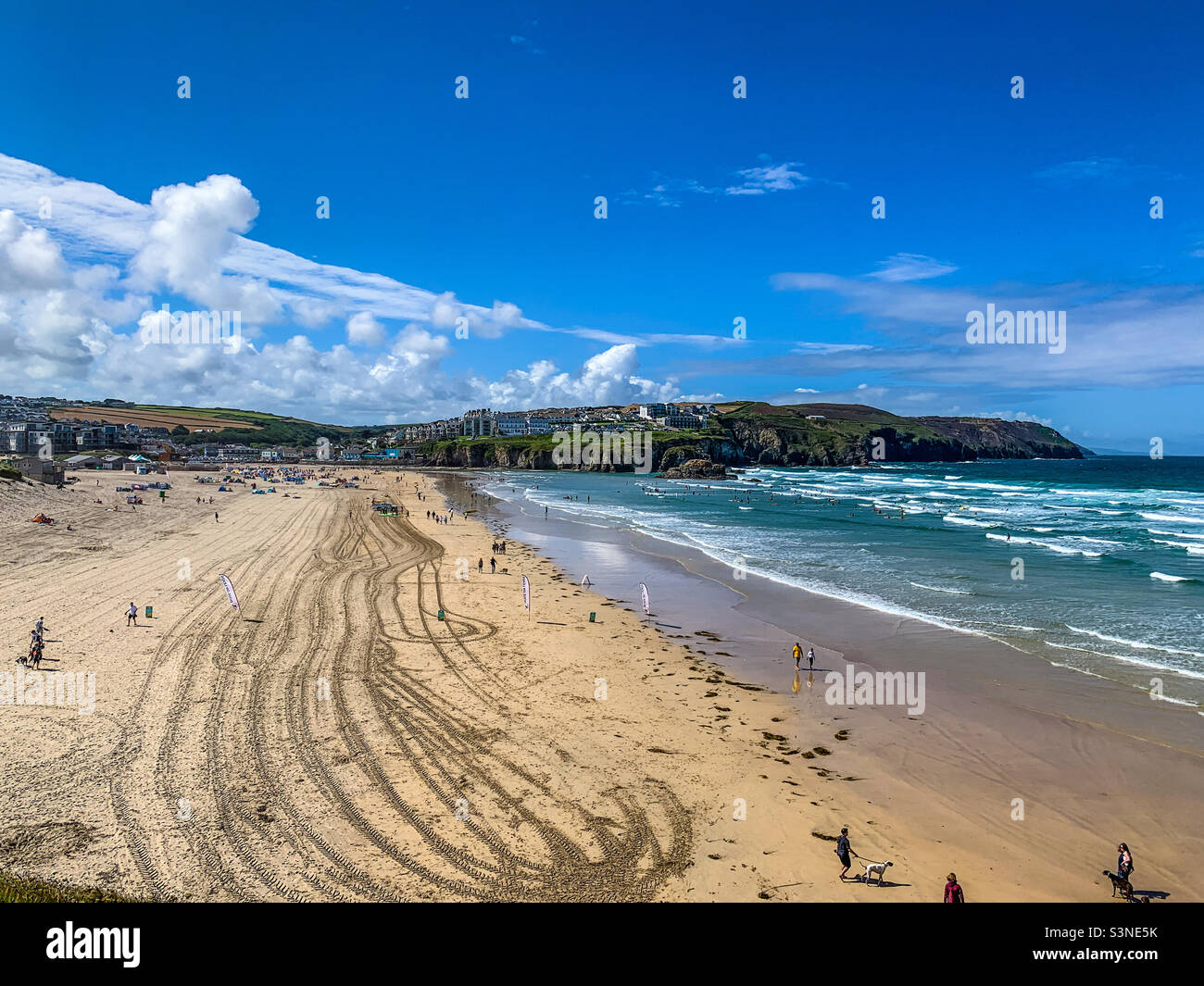 Coastline at Perranporth beach in Cornwall - Smartphone Captured Stock Image