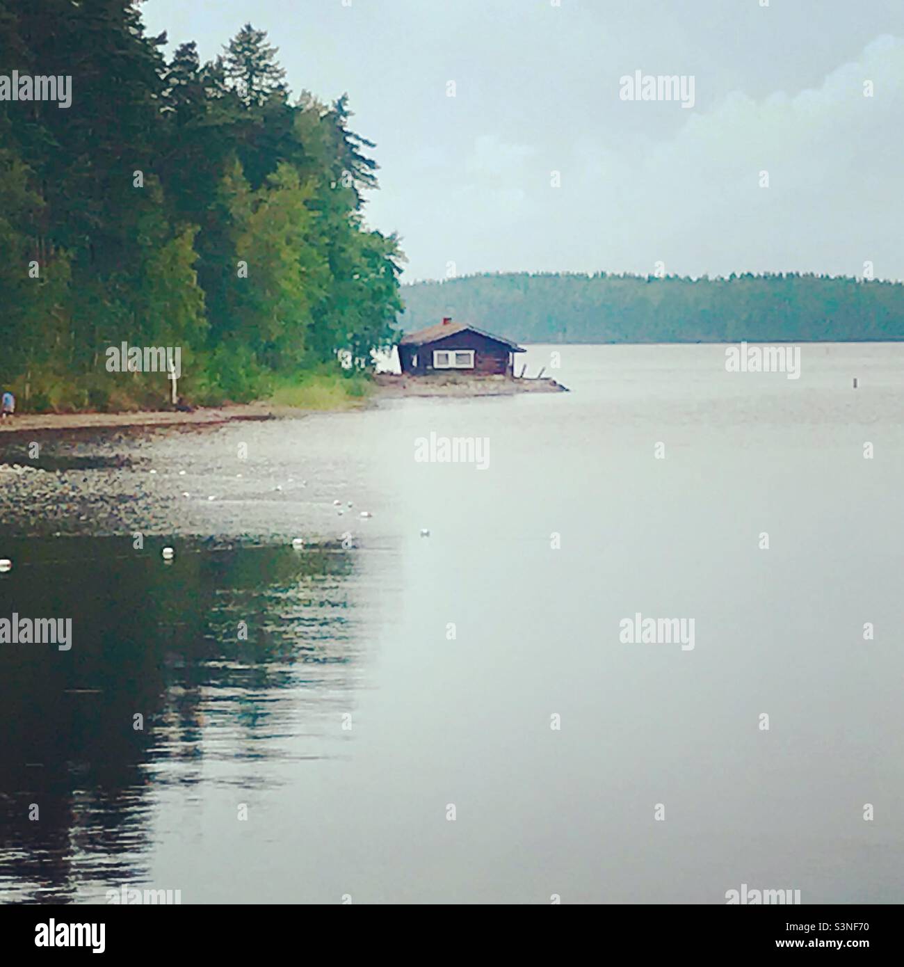 Summer cottage at lake Saimaa Finland Stock Photo