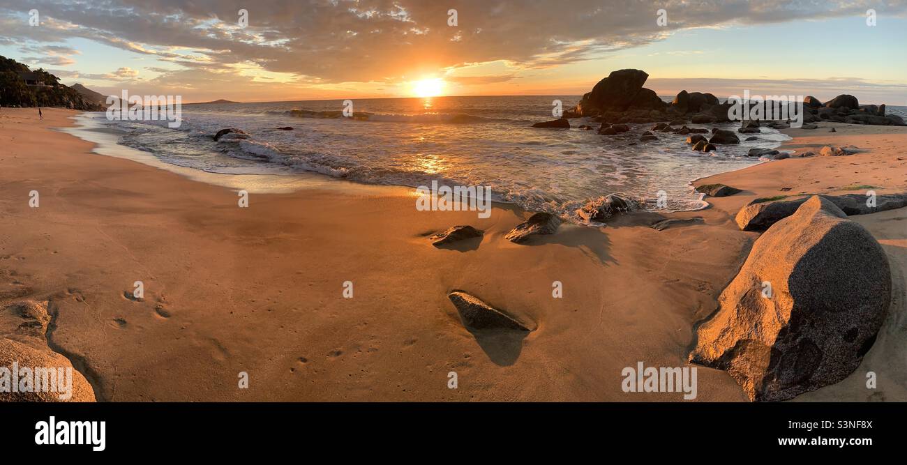 Panorama of carricitos beach near sayulita Mexico - Smartphone Captured Stock Image