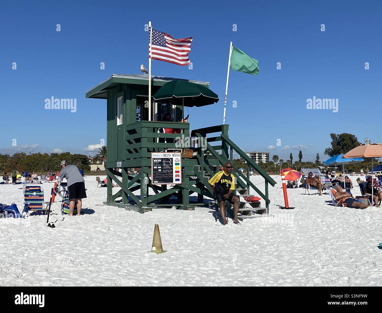 Lifeguard tower on Clearwater Beach Florida Stock Photo