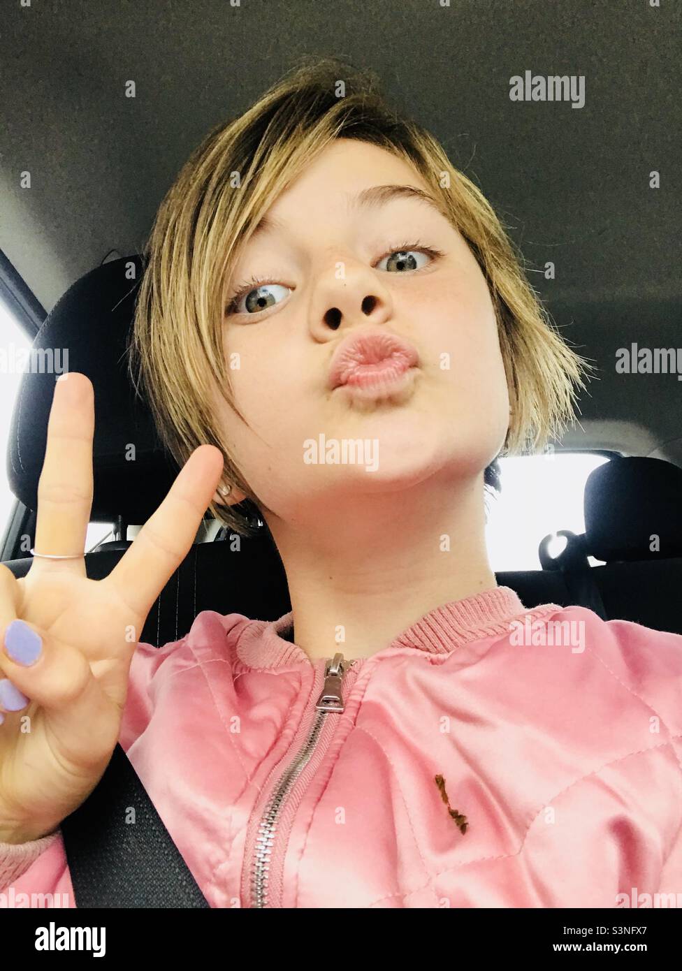 Teen girl, tween selfie Stock Photo