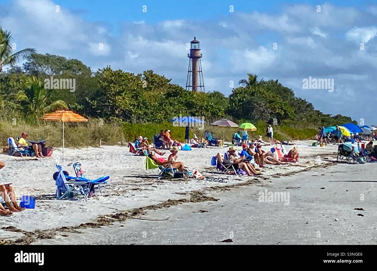 Beach near the lighthouse on Sanibel Island Florida Stock Photo