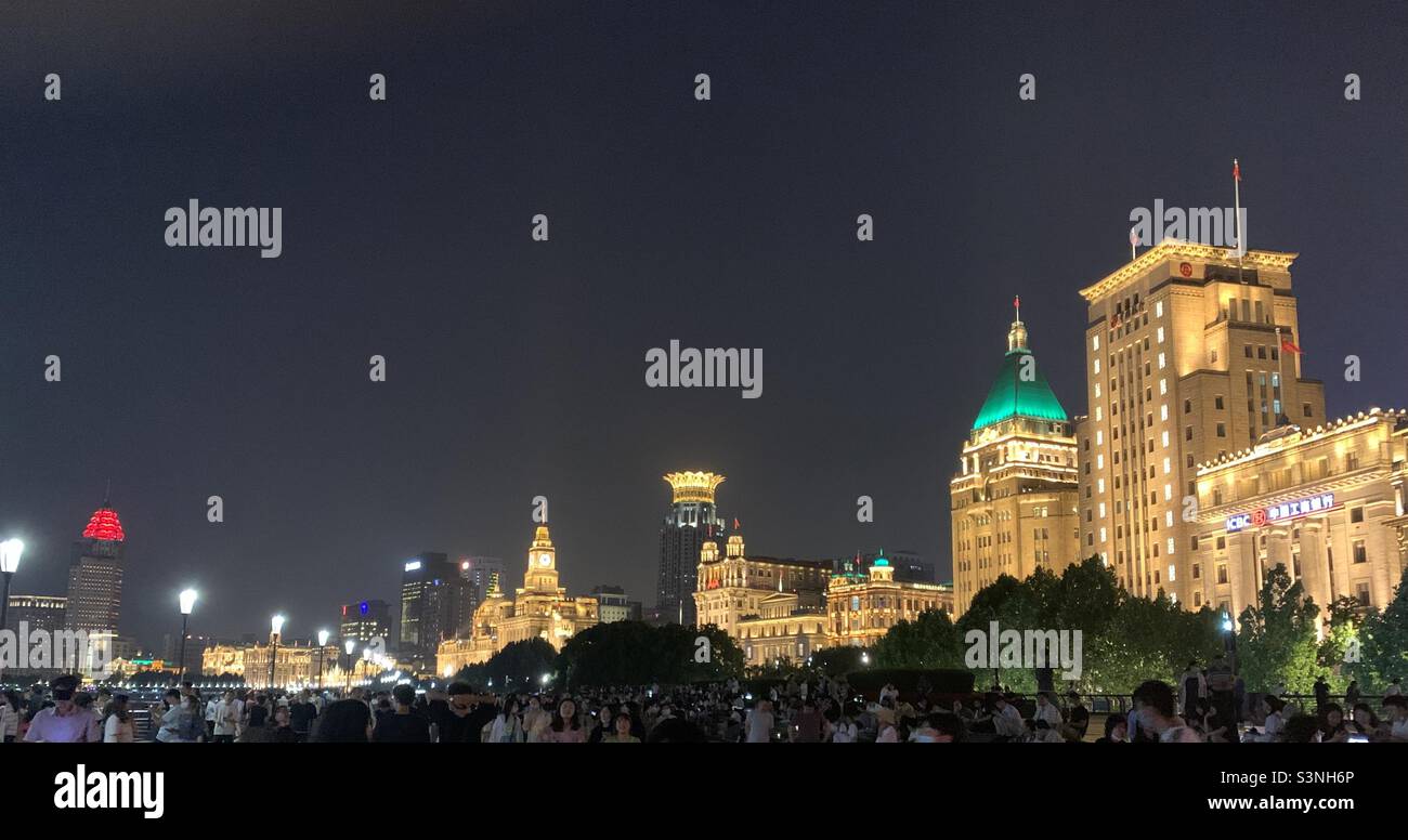 Shanghai Bund at night, China - Smartphone Captured Stock Image
