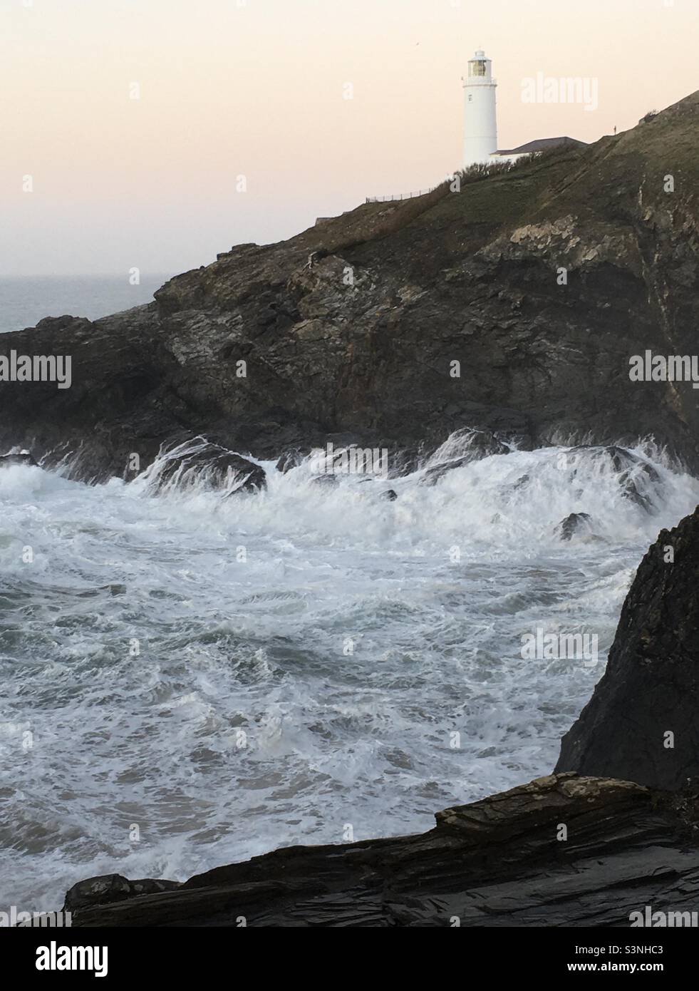 Cornish coast in a storm Stock Photo
