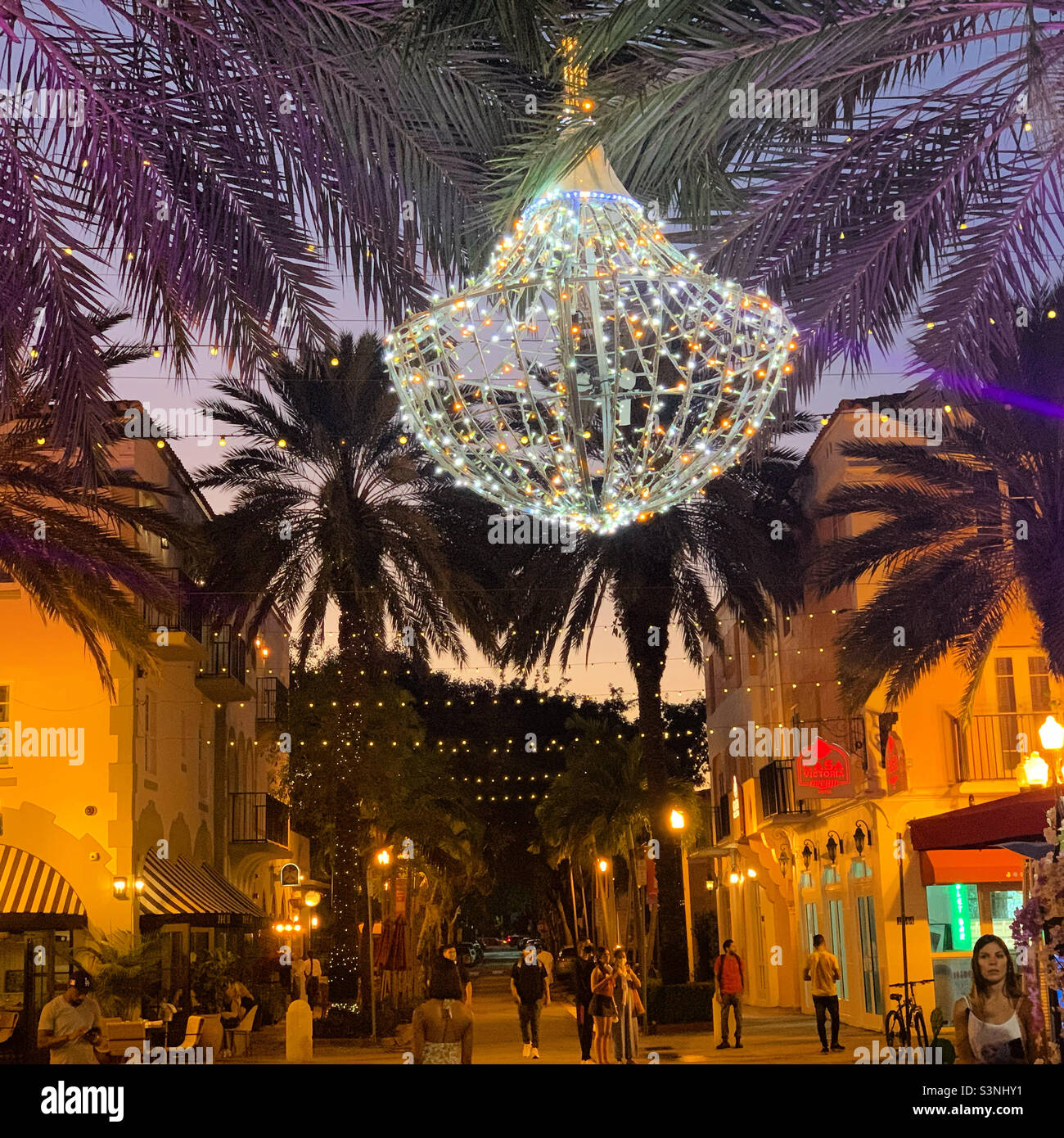 January, 2022, Espanola Way, South Beach, Miami Beach, Florida, United States, North America - Smartphone Captured Stock Image