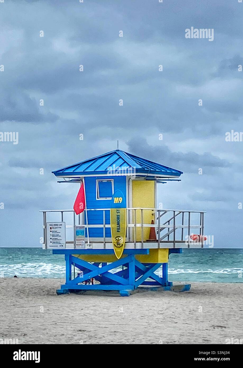Lifeguard tower on Hollywood beach in Florida - Smartphone Captured Stock Image
