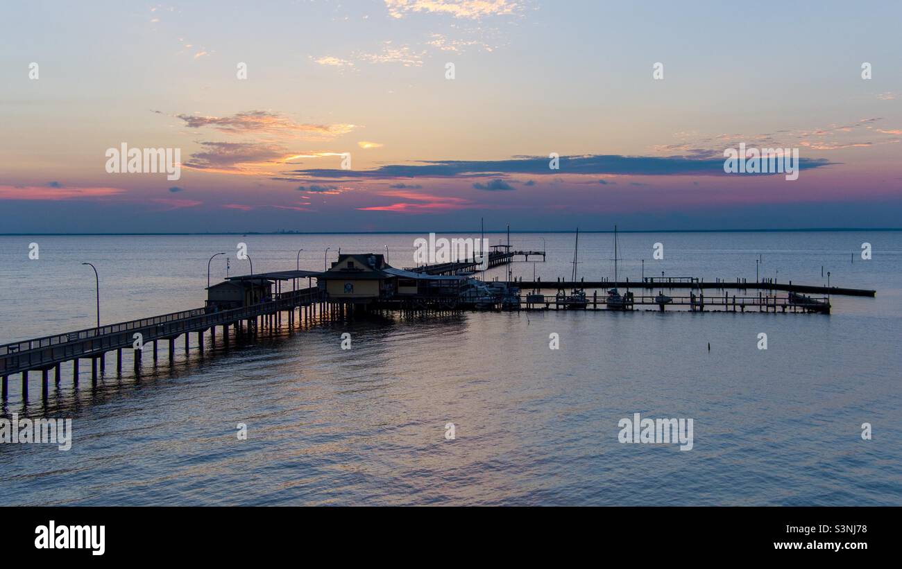 Fairhope pier at twilight on Mobile bay - Smartphone Captured Stock Image