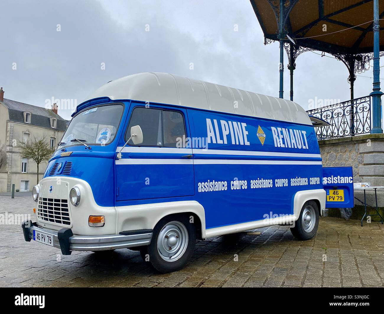 Classic Renault Alpine support van steel wheels - Smartphone Captured Stock Image