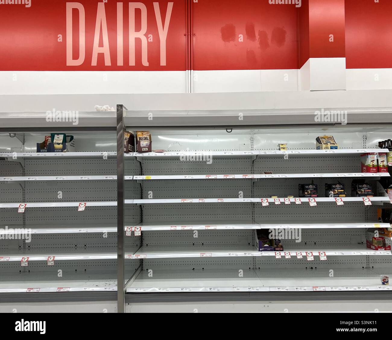 Empty shelves at a supermarket Stock Photo Alamy