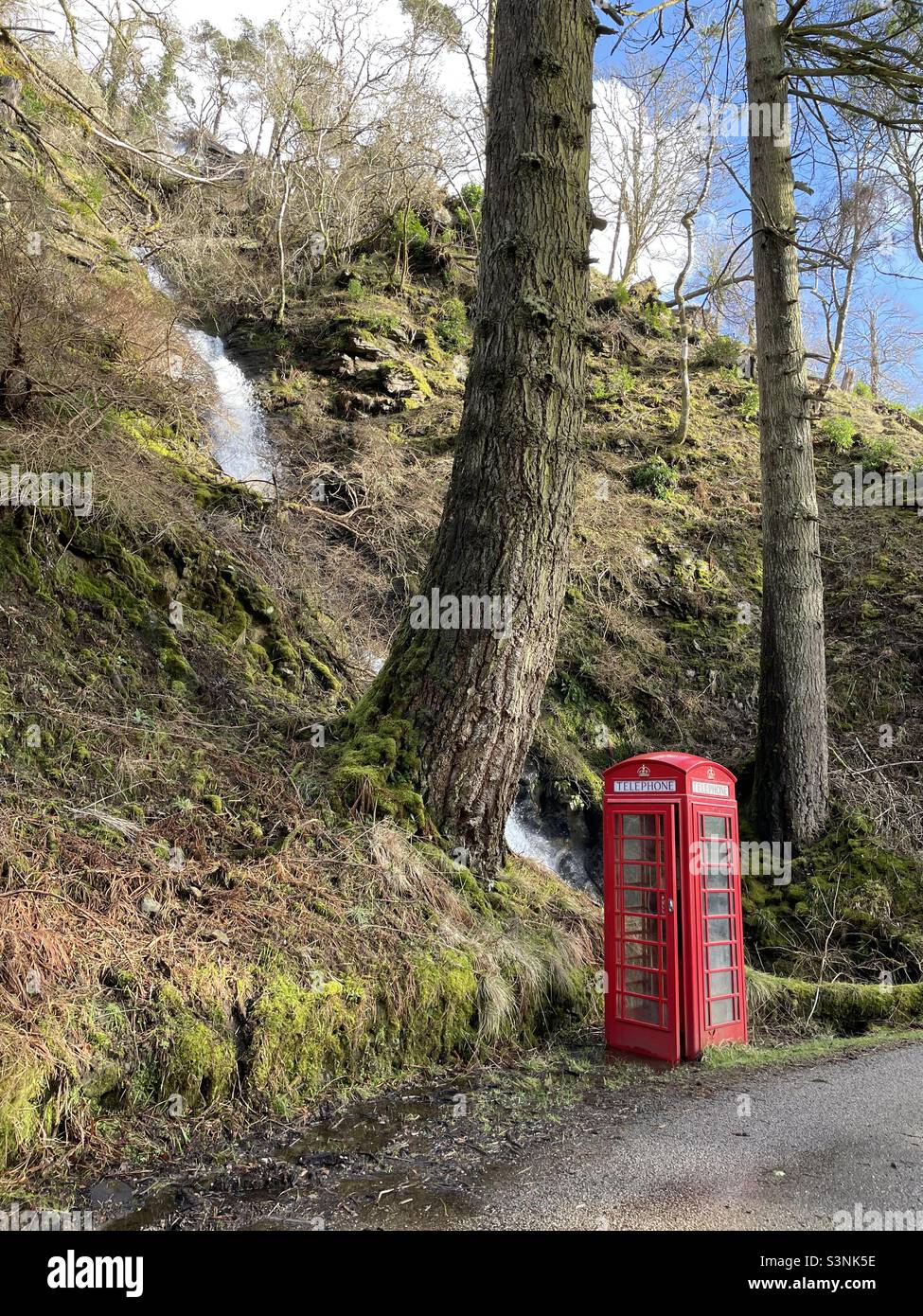 Carsaig, Isle of Mull, telephone box - Smartphone Captured Stock Image
