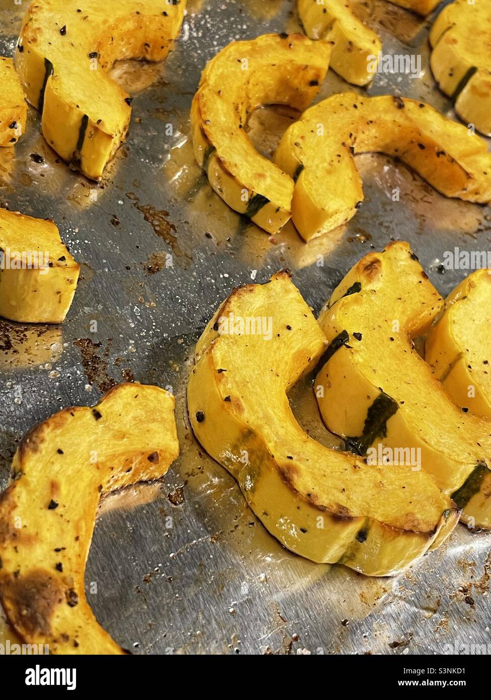 Freshly cooked Delicata Squash Stock Photo