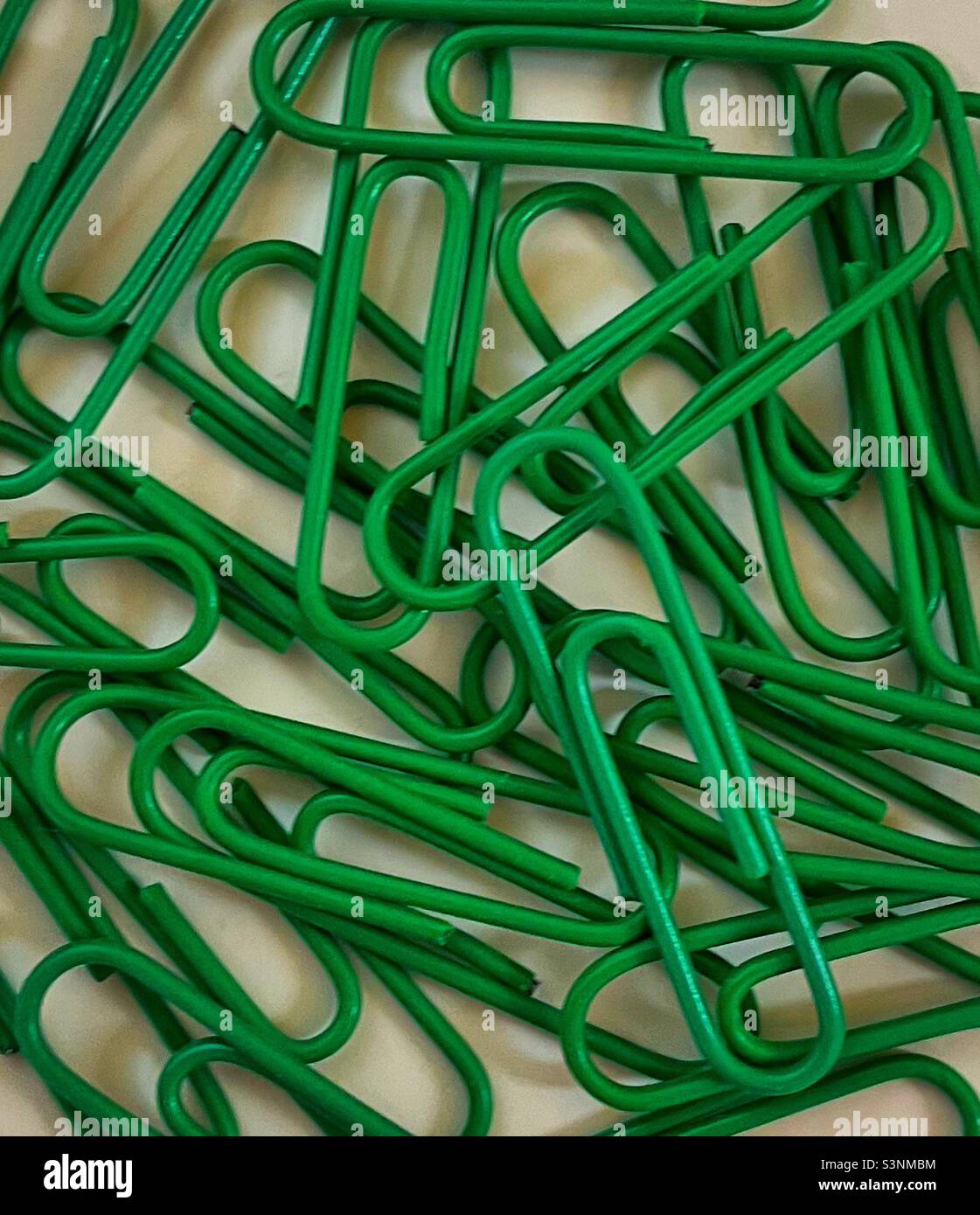 Green Paper Clips Stock Photo Alamy