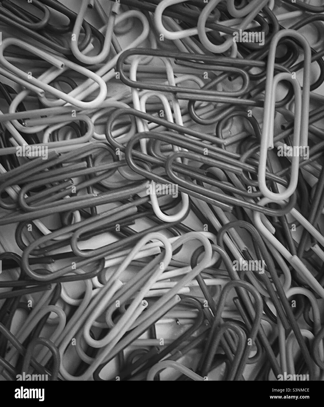 Plastic paper clips Black and White Stock Photos & Images Alamy